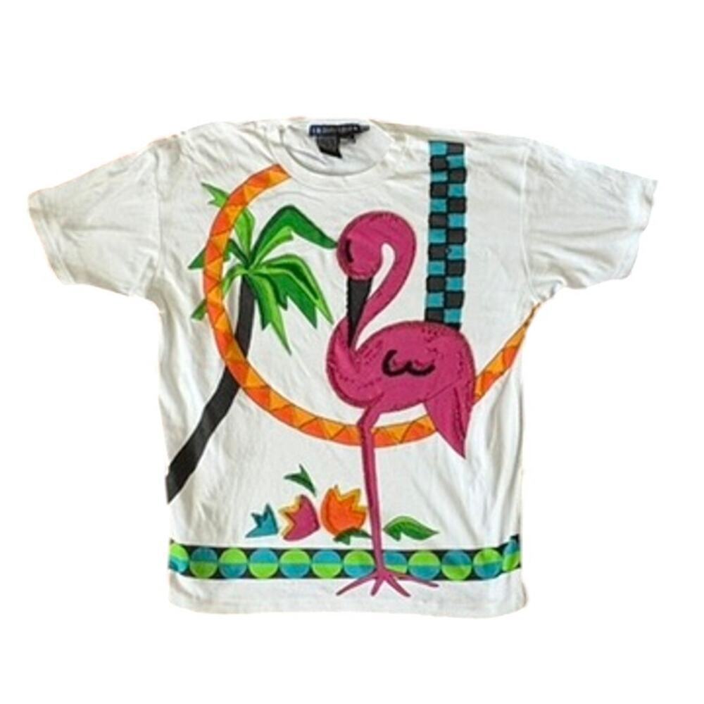 Vintage IB Diffusion Flamingo Tee 80s Tropical Size M 1992
